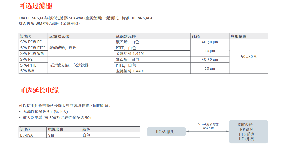 標(biāo)準(zhǔn)濕度探頭 - Rotronic HC2A-S(S3),-SM,-HH參數(shù)